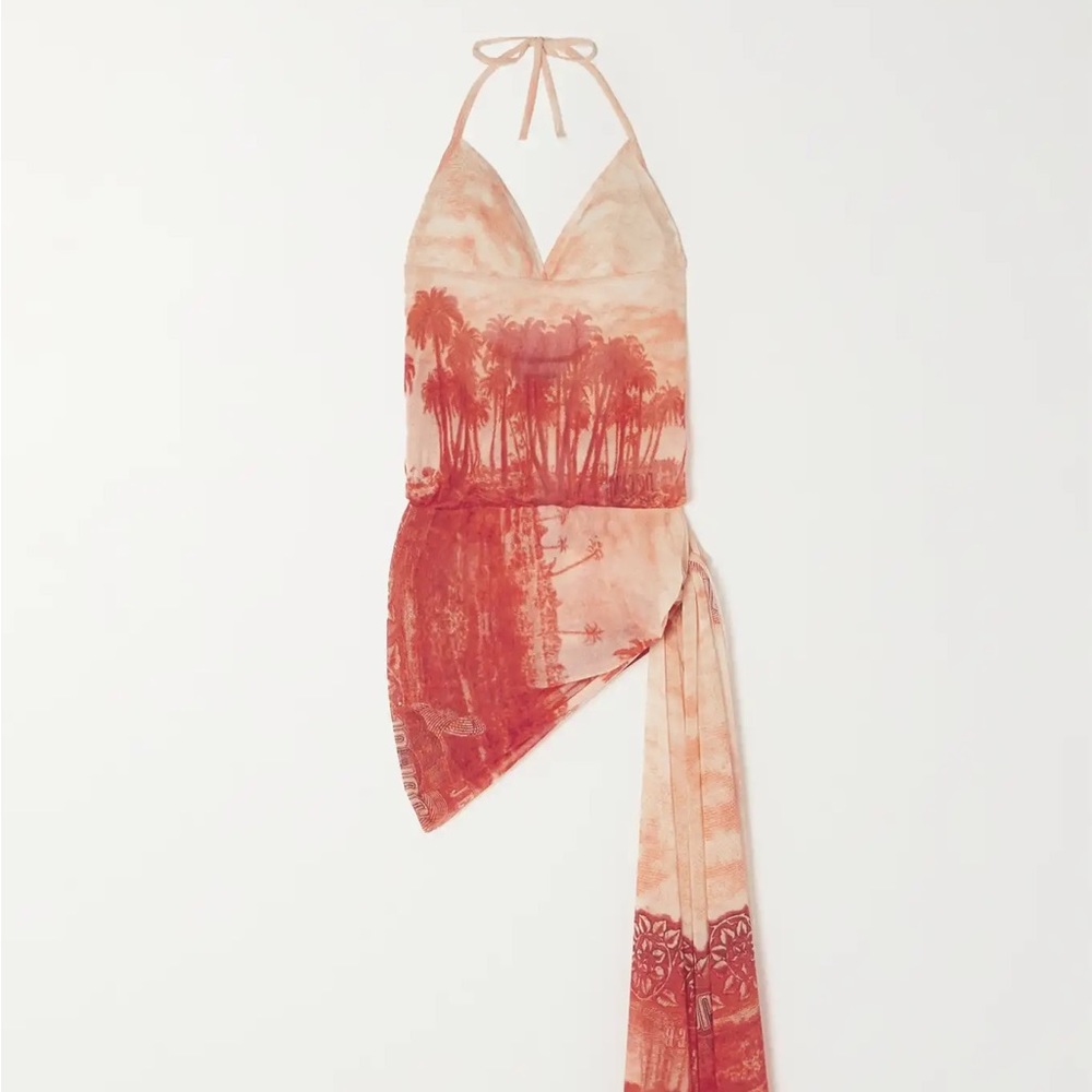 Jean Paul Gaultier Red Palm Tree Cover Up Mini Dress